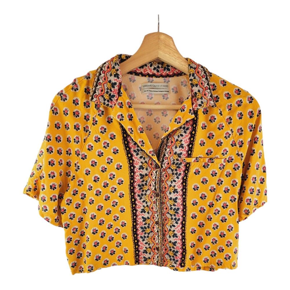URBAN OUTFITTERS Noah Cropped Button Down Shirt Floral Western Festival Size M
